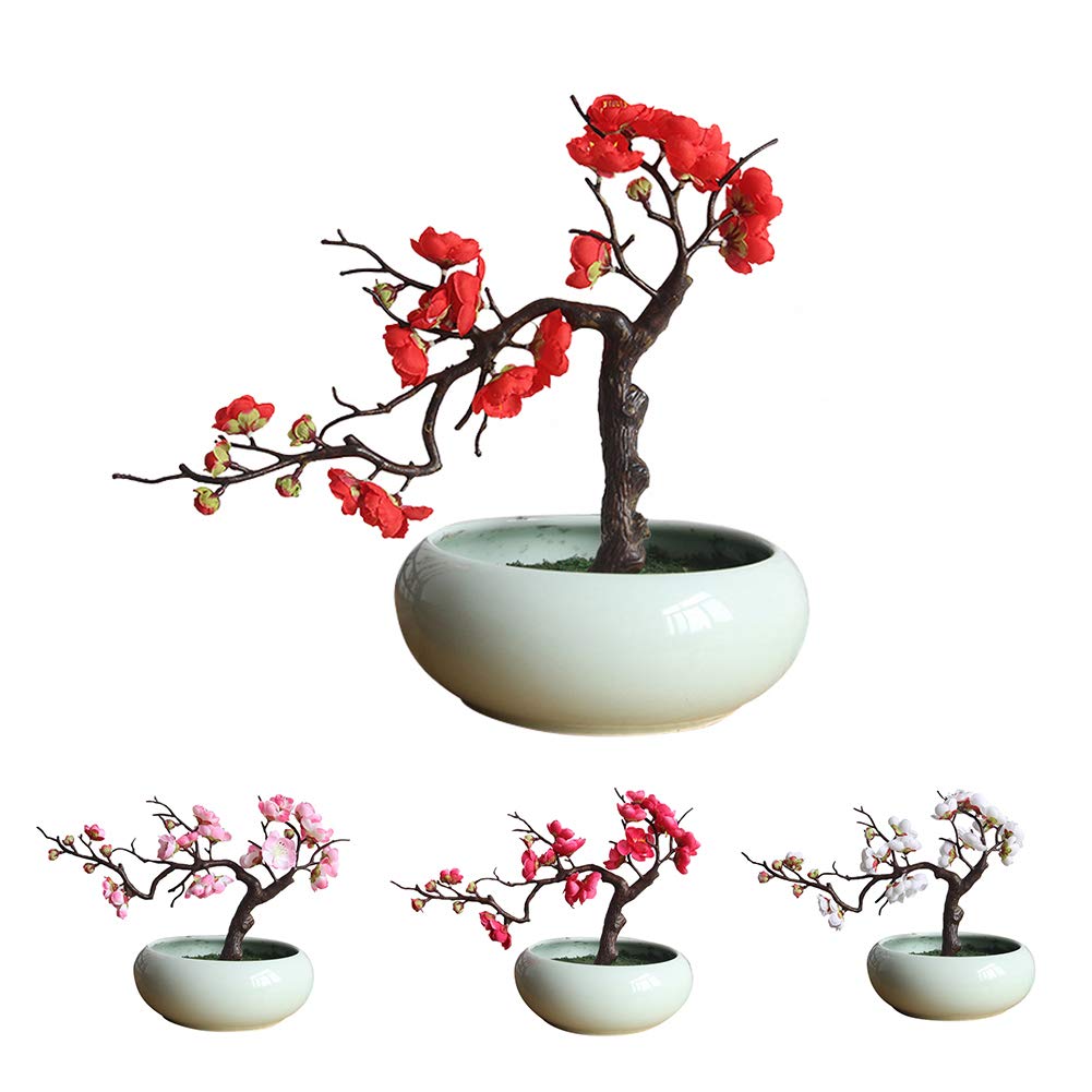 フェイク梅盆栽 工芸盆栽 人工盆栽 梅の花造花 ハンドメイド フェイク梅盆栽 工芸盆栽 人工盆栽 梅の花造花 ハンドメイド